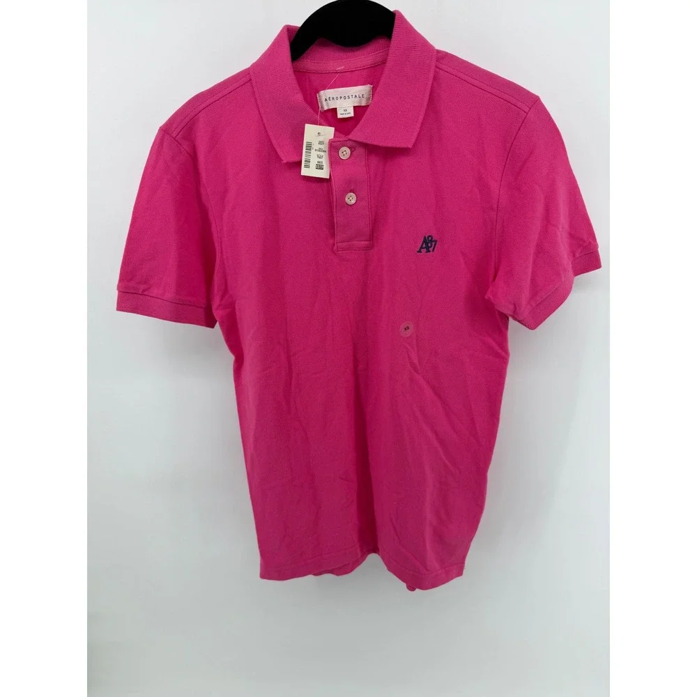 Aeropostale Kids Pink A87 Logo Pique Short Sleeve Polo Shirt XS New‎